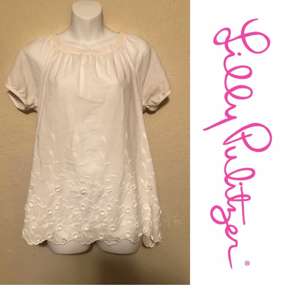 SOLD Lily Pulitzer Embroidered Peasant Blouse
